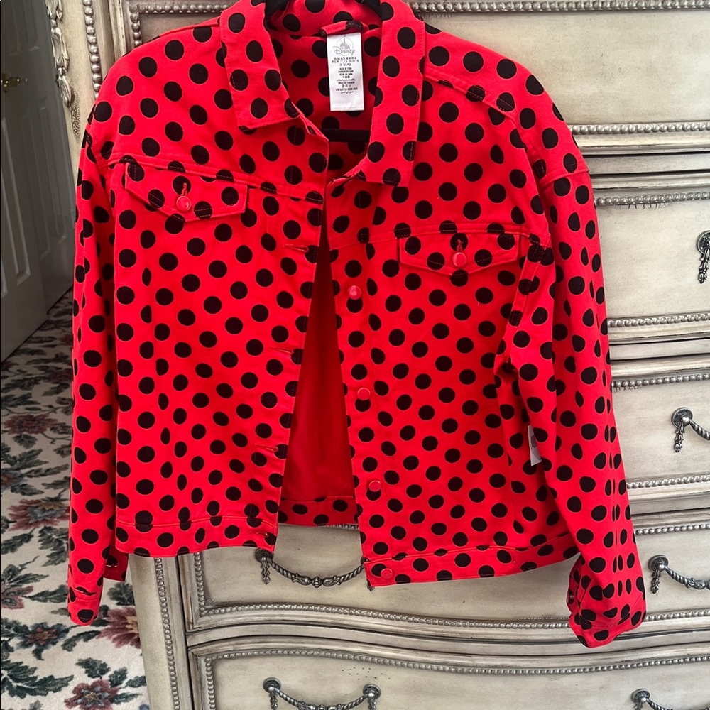 Disney Red and Black Polka Dot Minnie Mouse Jean Jacket